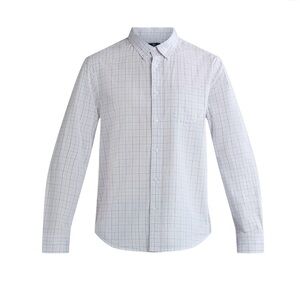 George Men's Lilac,White, Green And Grey Plaid Button Down Shirt